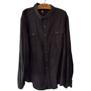 Rock & Republic Mens Black Button Down Shirt XL Edgy Rocker Casual